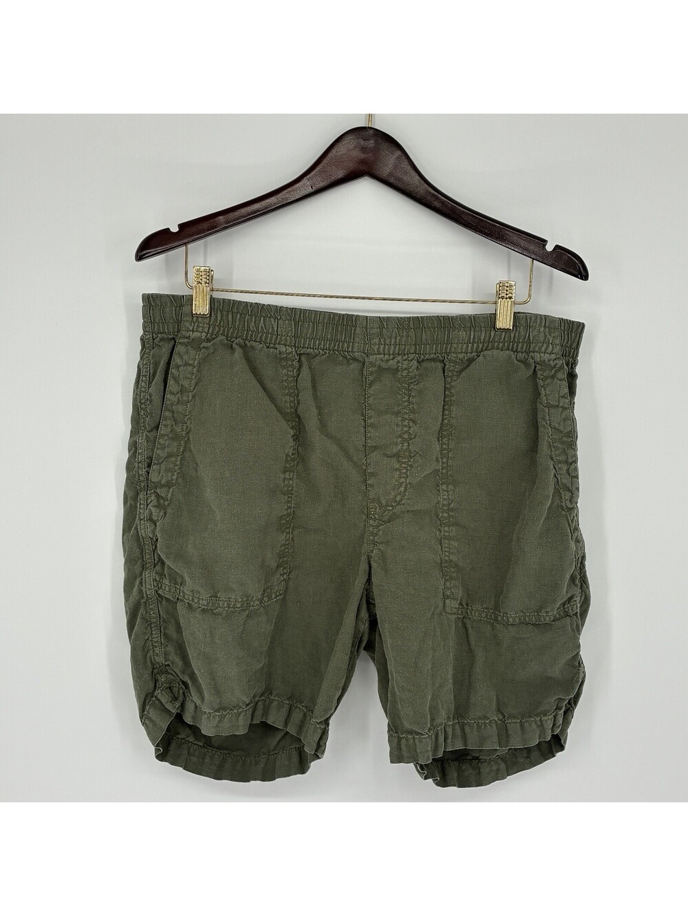 Todd Snyder Shorts Men's Large L Olive Green Elastic Drawstring Linen Summer